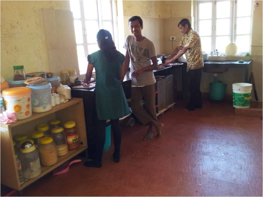 Suleman helping out in the Kitchen at the Rehabilitation Centre.